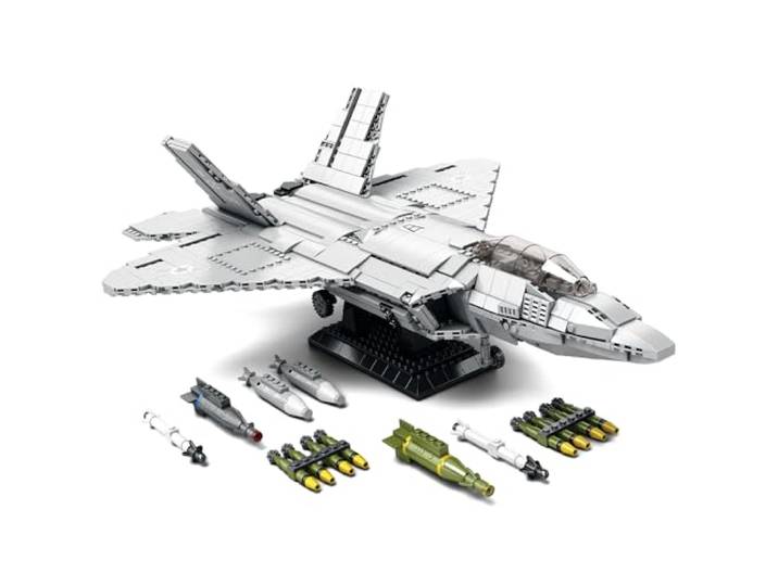 Brihappen F-22 Raptor Kampfjet Baustein Set, Militär Flugzeug Klemmbausteine Bauspielzeug Modellbausatz, Geschenk für Erwachsene Jugendliche Militärfans（1837 Stück）