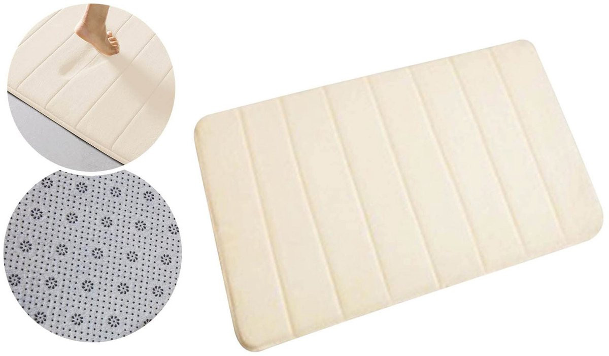 Koraal fleece tapijt - Ultrazachte katoenen badmat met antislip - Kameel