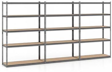 Costway 5-Tier Garage Shelving Unit 2200 LBS Metal Storage Shelves Adjustable Utility Rack for Warehouse-Set of 3