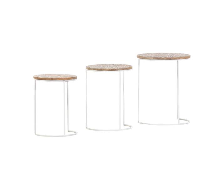 Beistelltisch Pailo 3er-Set Braun/Weiß/Beige