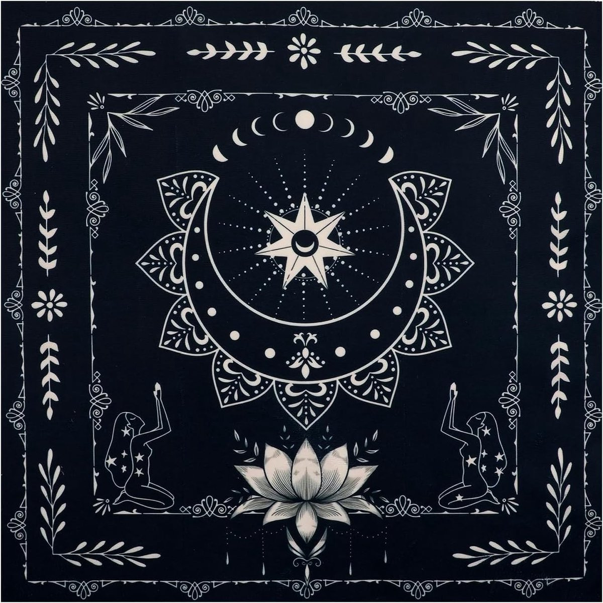 Zwart Tarot Altar Kleed voor Divinatie en Rituelen, 49 x 49 cm
