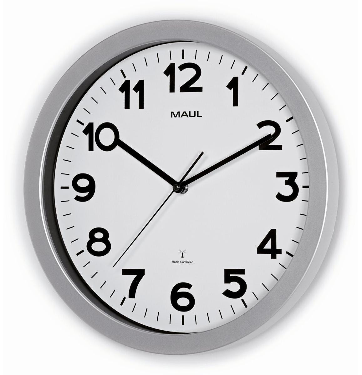 MAUL Wandklok met radiogestuurde functie, zilver, Diameter: 35 cm