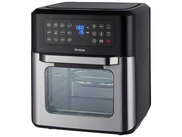 Trisa Electronics HEIßLUFTFRITTEUSE, Schwarz, Edelstahl, Metall, Kunststoff, 12 L, 32.2x38.8x32.7 cm, RoHS, Sichtfenster, Programm wählbar, Display, Betriebsanzeige, Touchscreen, Küchengeräte, Heißluftfritteusen