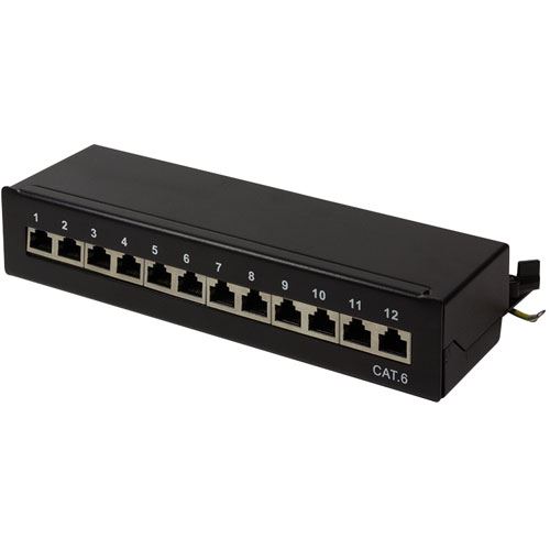 Logilink Patchpanel LogiLink Tisch/Wand Cat.6 STP 12 Ports, schwarz