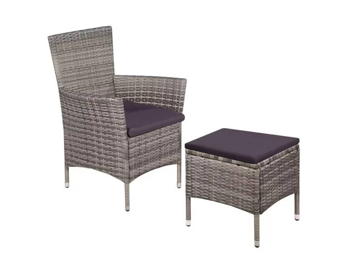 VidaXL - Esszimmerstuhl mit hocker poly-rattan, One Size, Grau