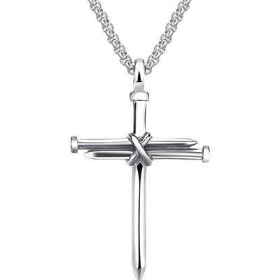 Kette mit Anhänger FIRETTI "Schmuck Geschenk Edelstahl Halsschmuck Halskette Venezianerkette Kreuz", silber (edelstahlfarben), Halsketten, Damen, Edelstahl, L: 55