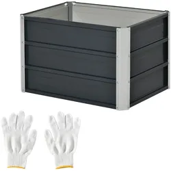 Outsunny Hochbeet aus Stahl Gartenbeet Blumenkübel Pflanzkasten Handschuhe