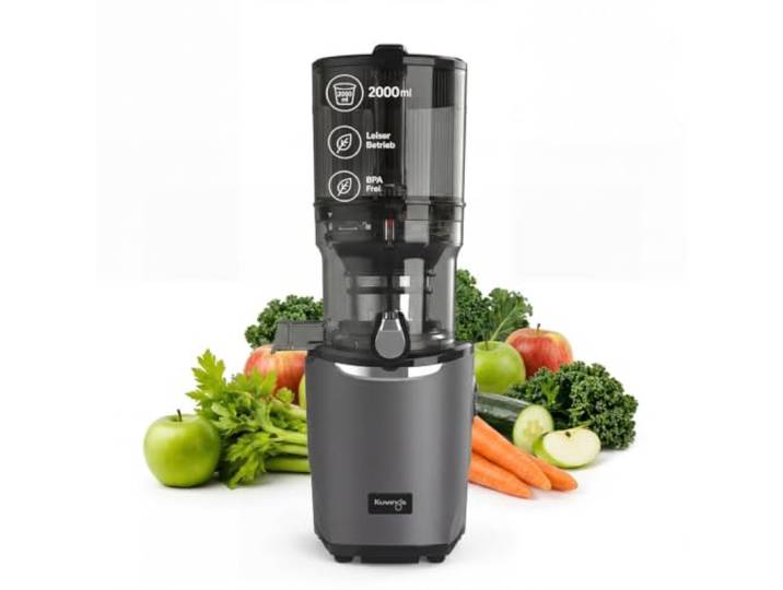 Kuvings AUTO9 Kaltpressentsafter Hands-Free Slow Juicer 2L Auto-Hopper Entsafter für Obst & Gemüse 2-in-1 Saft & Sorbet (Matte Pearl Black)