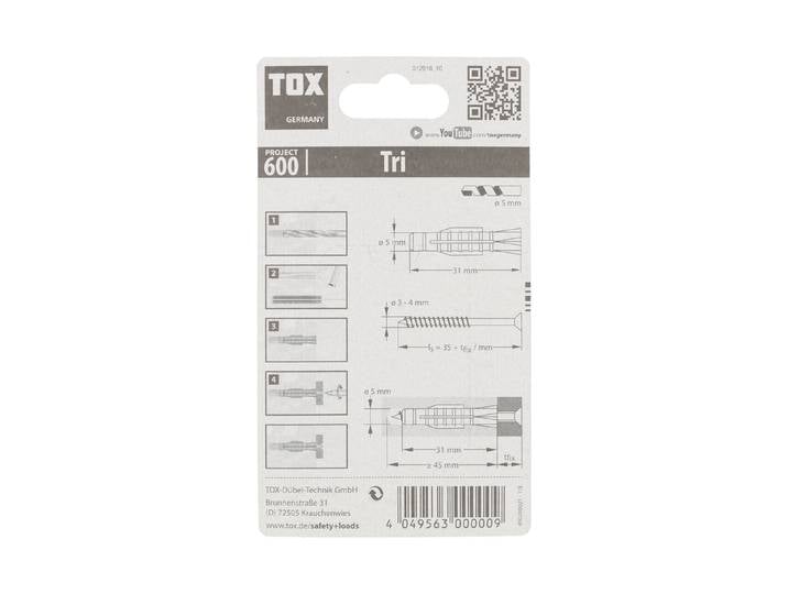 Tox Universaldübel TRI Ø 5 mm Kunststoff