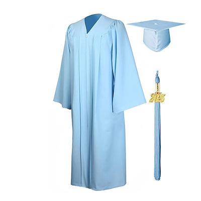 mattes Abschlusskleid, Kappe, Quaste, Set 2025 für High School und Bachelor