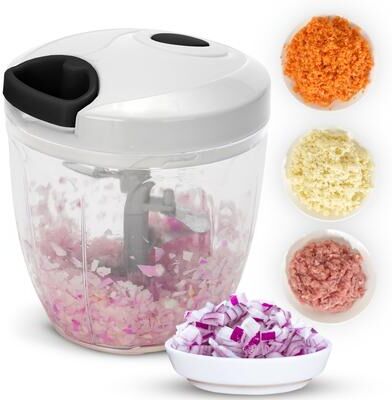 Cheer Collection 30oz Pull String Vegetable Chopper Black And White