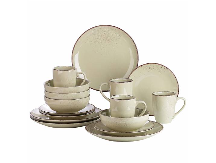 Vancasso 16/32 pièces ensemble de vaisselle en grès Beige en céramique avec assiette à dîner/assiette à Dessert/bol de 800ml/ensemble de vaisselle de tasse
