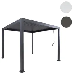 Pergola HWC-P65, Terrassenüberdachung Gartenpavillon Lamellen-Pavillon, 10cm-Aluminium-Gestell 3x3m ~ anthrazit