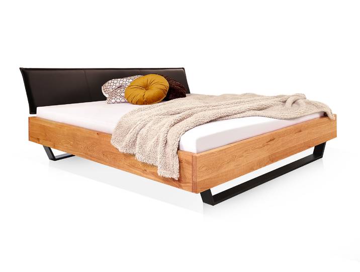 DAKONA Kufenbett mit Polsterkopfteil, Material Massivholz, 140