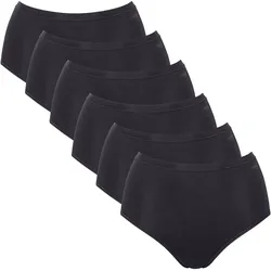 Sloggi Damen Highwaist-Slips, 6er Pack - GO Daily Cotton Highwaist 6P, Unterhose, Stretch-Baumwolle Schwarz / S