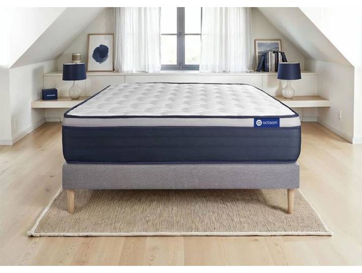 Ensemble Matelas Sommier 140x220 cm - Actiflex Max - Sommier Kit Gris