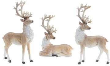 Melrose International Glittered Holiday Deer Figurine (Set of 3)