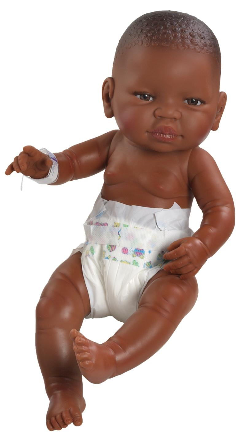 Paola Reina baby pop donkerhuidig meisje met luier, 45 cm