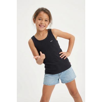 Ripptanktop LEVI'S KIDS "LVG MEET AND GREET RIBBED TANK", Mädchen, Gr. 5 (110), schwarz, Obermaterial: 95% Baumwolle, 5% Elasthan, Rundhals, Tops, for GIRLS