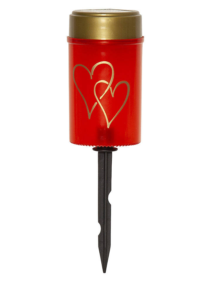 STAR Trading LED-Solar-Grablicht "Hearty" in Rot - (B)12 x (H)7 cm - onesize