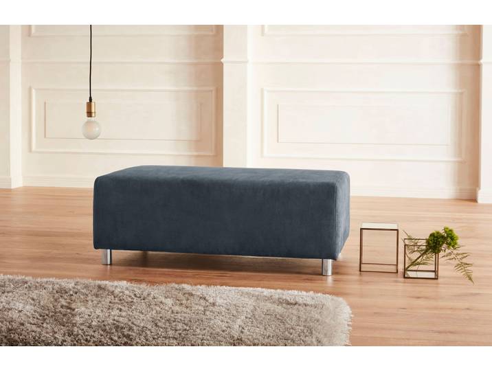 Polsterhocker HOME AFFAIRE Györ , blau (dunkelblau), B:122cm H:48cm T:68cm, Microfaser (100% Polyester);Luxus-Microfaser Lederoptik (100% Polyester);Struktur (100% Polyester);Samtoptik (100% Polyester);Struktur weich (100% Polyester), Hocker, Polsterhocker, democratichome Edition, passend zum Ecksofa 'Györ'