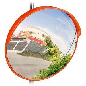 Relaxdays Verkehrsspiegel 10028416, rot, Ø 45cm, Kunststoff, für Außenbereich