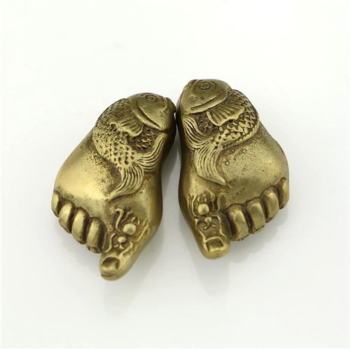 Handgesneden bronzen voeten sculptuur voor decoratie - Bronskleurig - 43 x 26 mm