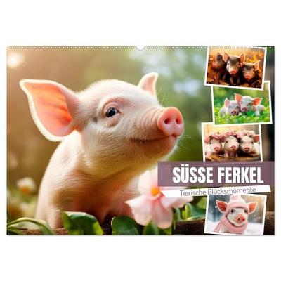 Süße Ferkel - Tierische Glücksmomente (Wandkalender 2027 DIN A2 quer), CALVENDO Monatskalender