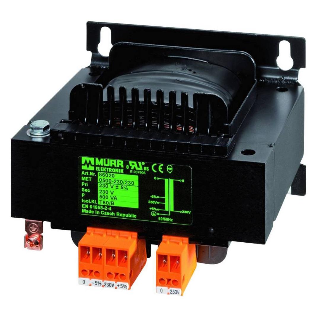 Murr Elektronik MET Einphasen Steuer- und Trenntransformator P: 500VA IN: 400VAC+/- 5% OUT: 230VAC (86021)