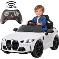 Ride-on BMW M4 2,4GHz, Kinderfahrzeug weiß, Fernsteuerung, Lithium-Ionen-Akku