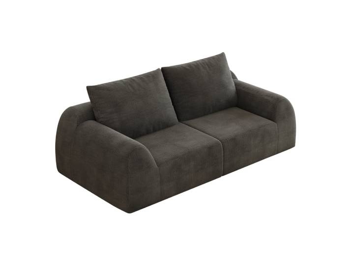 Canapé compressé modulable 2 places 190x95x85 en chenille gris foncé
