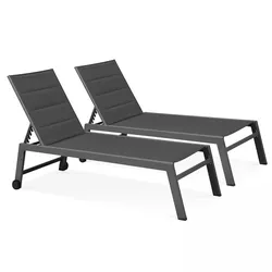 Oviala Business 2er-Set Sonnenliegen aus grauem Aluminium - Oviala
