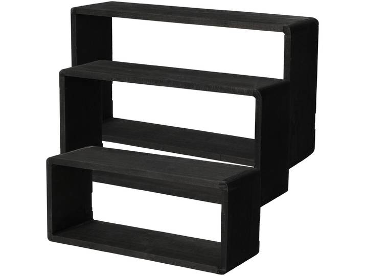 Hängeregal 3er Set, schwarz, rechteckig, Regalwürfel