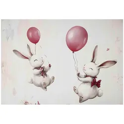 FOTOTAPETE Kinderzimmer Kaninchen Luftballons 200x140