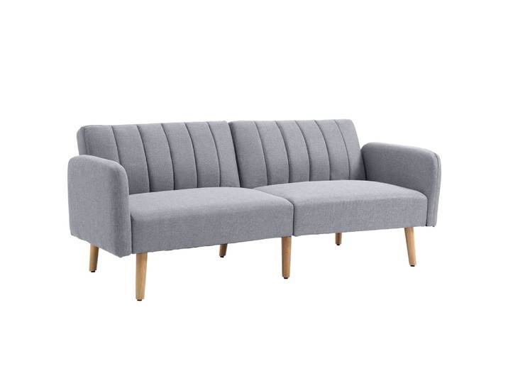 Canapé convertible 2 places design scandinave inclinable tissu gris
