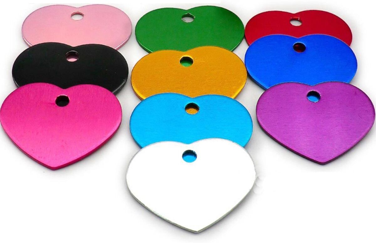 INF Plaques d'identification pour animaux en aluminium Pack de 10 - Multicolores Gravables au Laser, Personnalisables