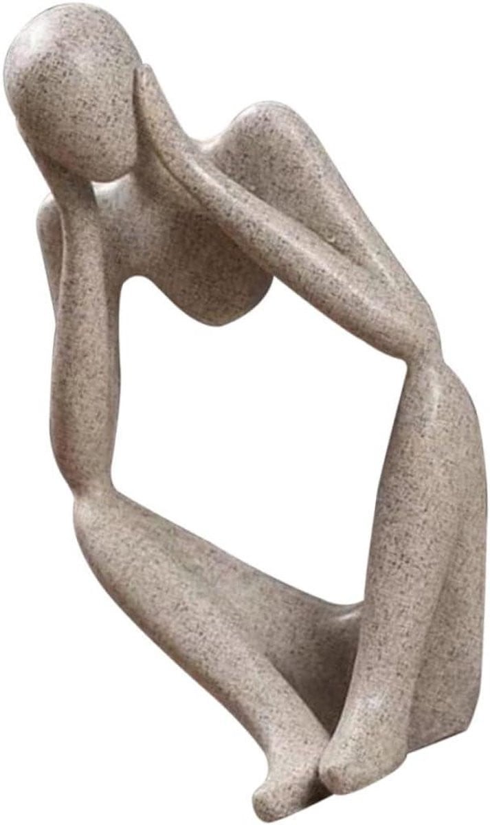 Abstract Beeld Denker Standbeeld Beige voor Huisdecoratie