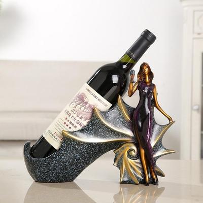 Snug & Styled Elegant Resin Wine Bottle Holder Sculpture Creative Wine Bottle Holder For Home Bar Decor purple