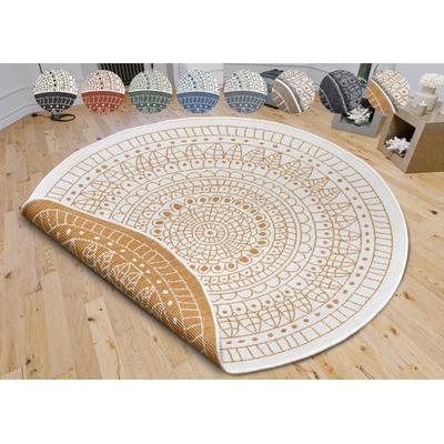 Teppich HANSE HOME "Porto Wendeteppich", gelb (ocker), H:5mm Ø:240cm, Kunstfaser, Teppiche, Teppich, In-& Outdoor, Wetterfest, Balkon, Garten, Wohnzimmer, Wasserfest