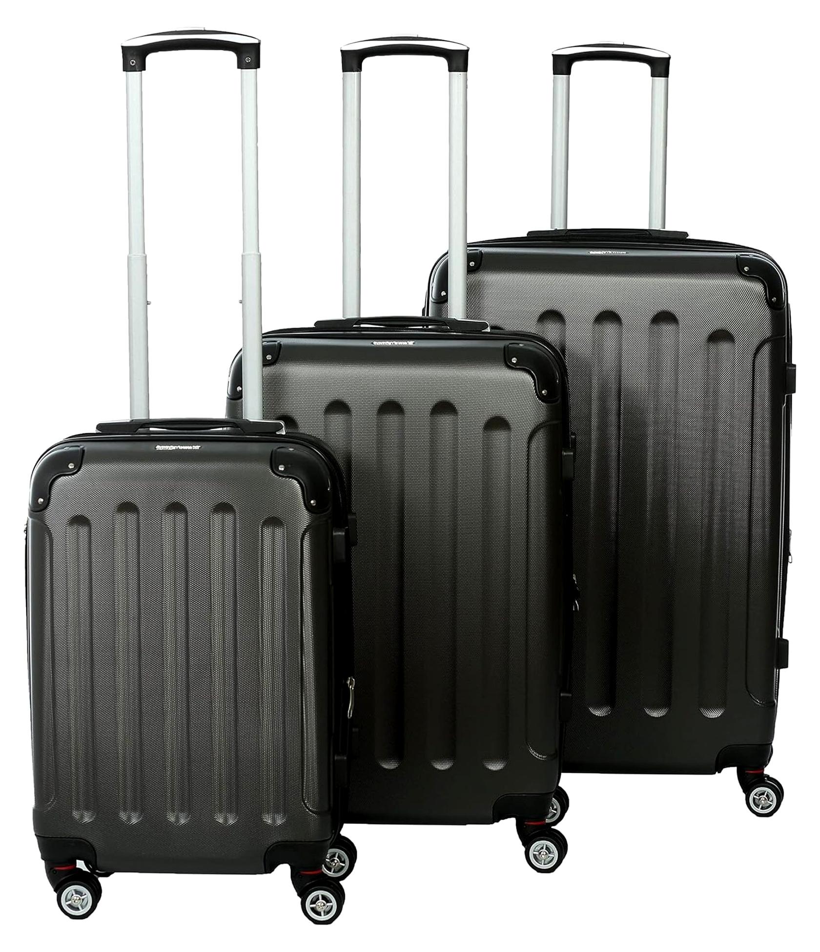 Luxus Koffer Trolley Kofferset aus ABS in 6 Farben wählbar, Anthrazit, 3-teilig