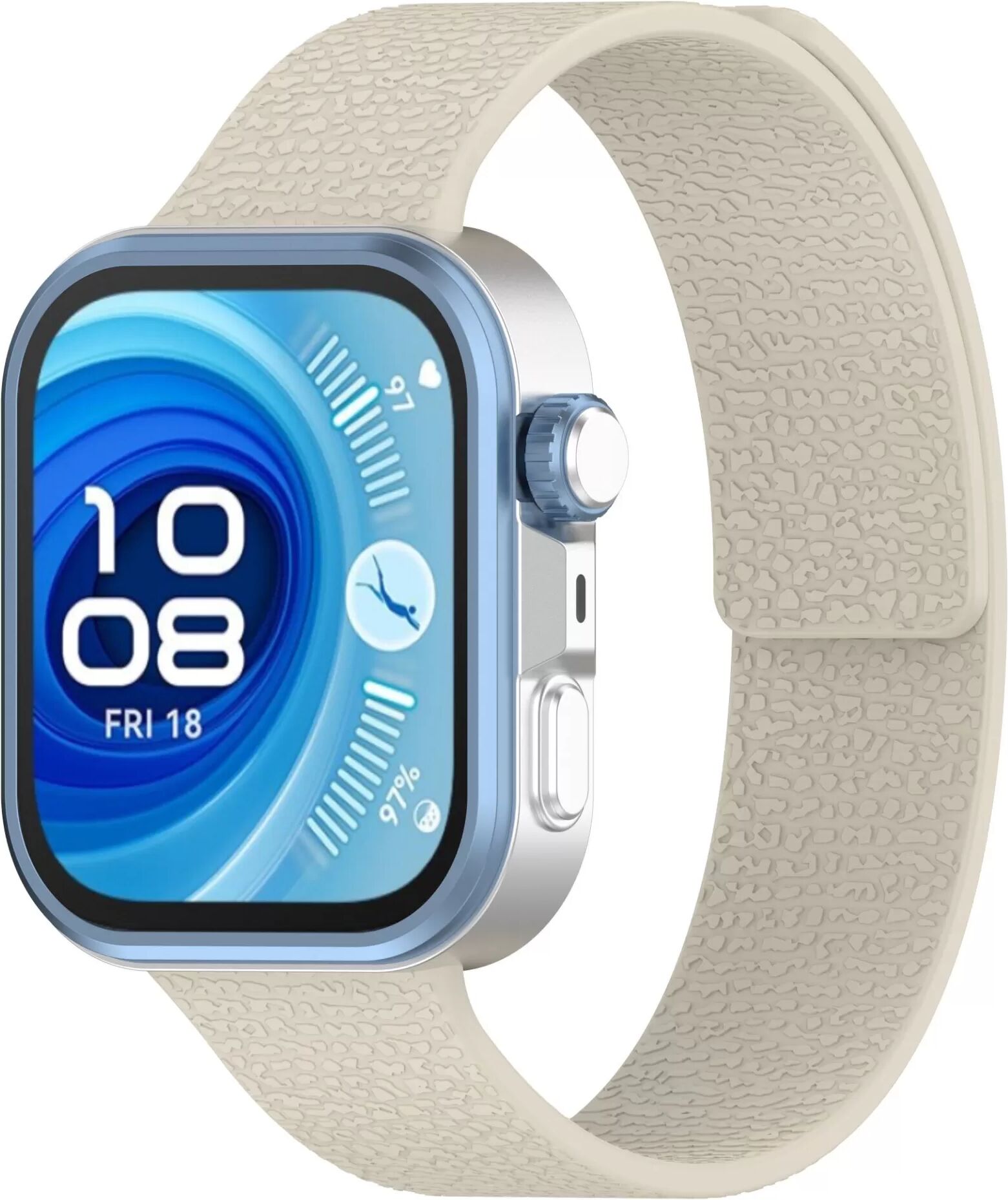 INF Weiches magnetisches Armband mit Lychee-Muster, kompatibel mit Huawei Fit 4, Fit 4 Pro, Fit 3 Aprikose