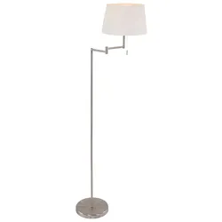 Standlampe Stehleuchte verstellbar Wohnzimmerleuchte silber Textil weiß H 154 cm