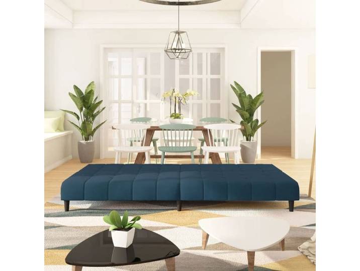 Lit banquette 2 places - convertible - Canapé-lit à 2 places Bleu Velours CAL3230553