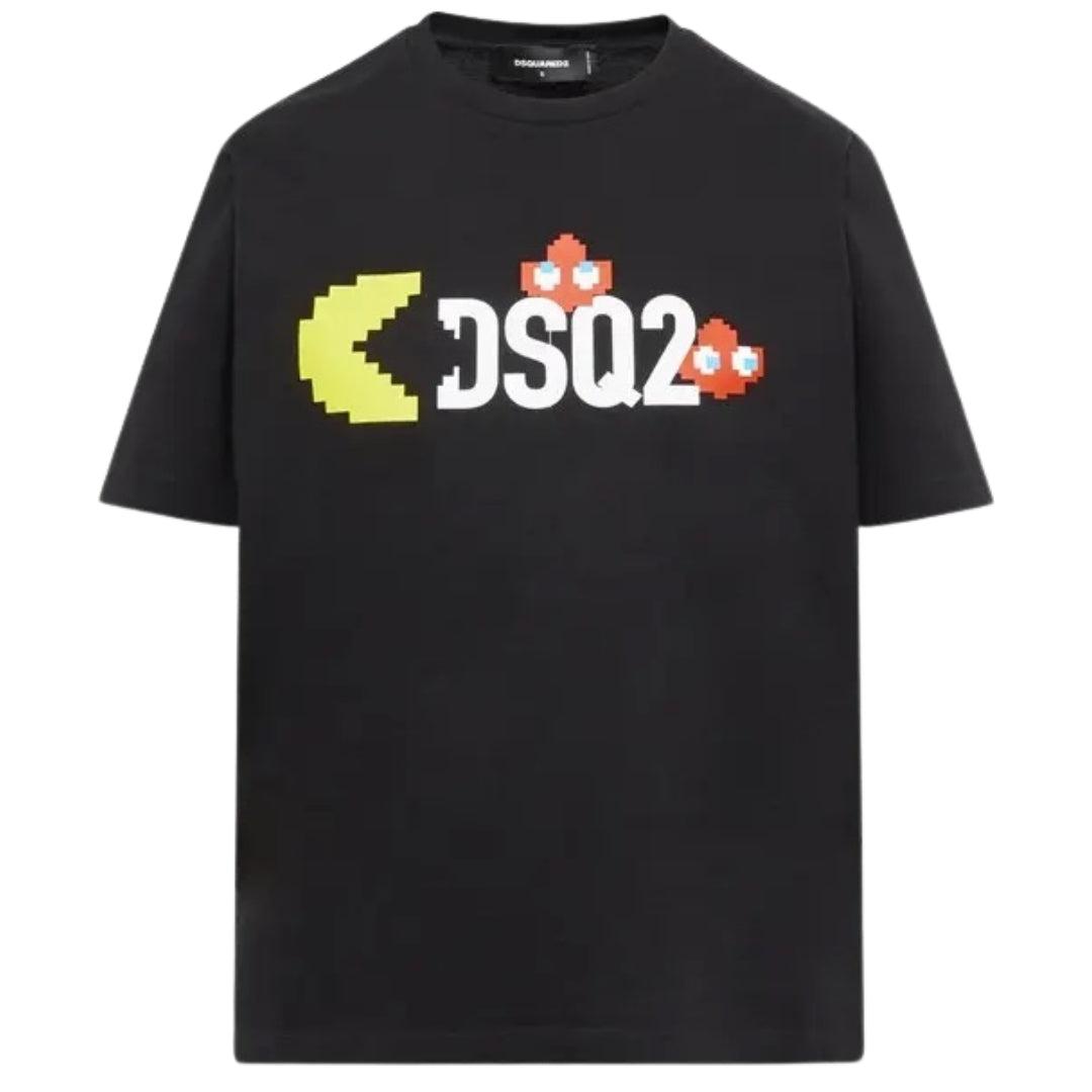 Dsquared2 Pac-man Dsq2 Logo Schwarzes T-shirt