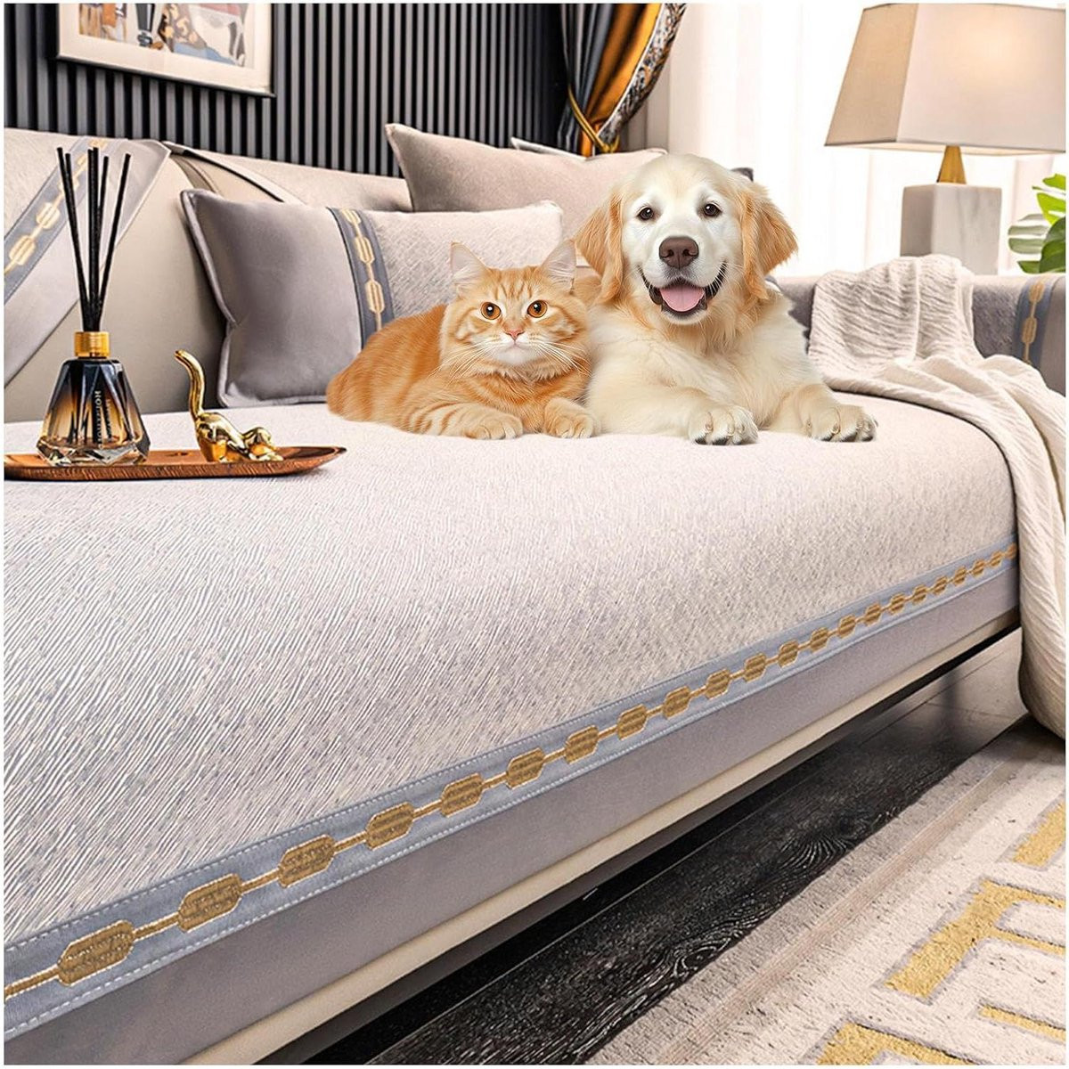 Chenille Sofa Cover Grijs - Krasbestendige Sofa Protector - 30 x 50 cm