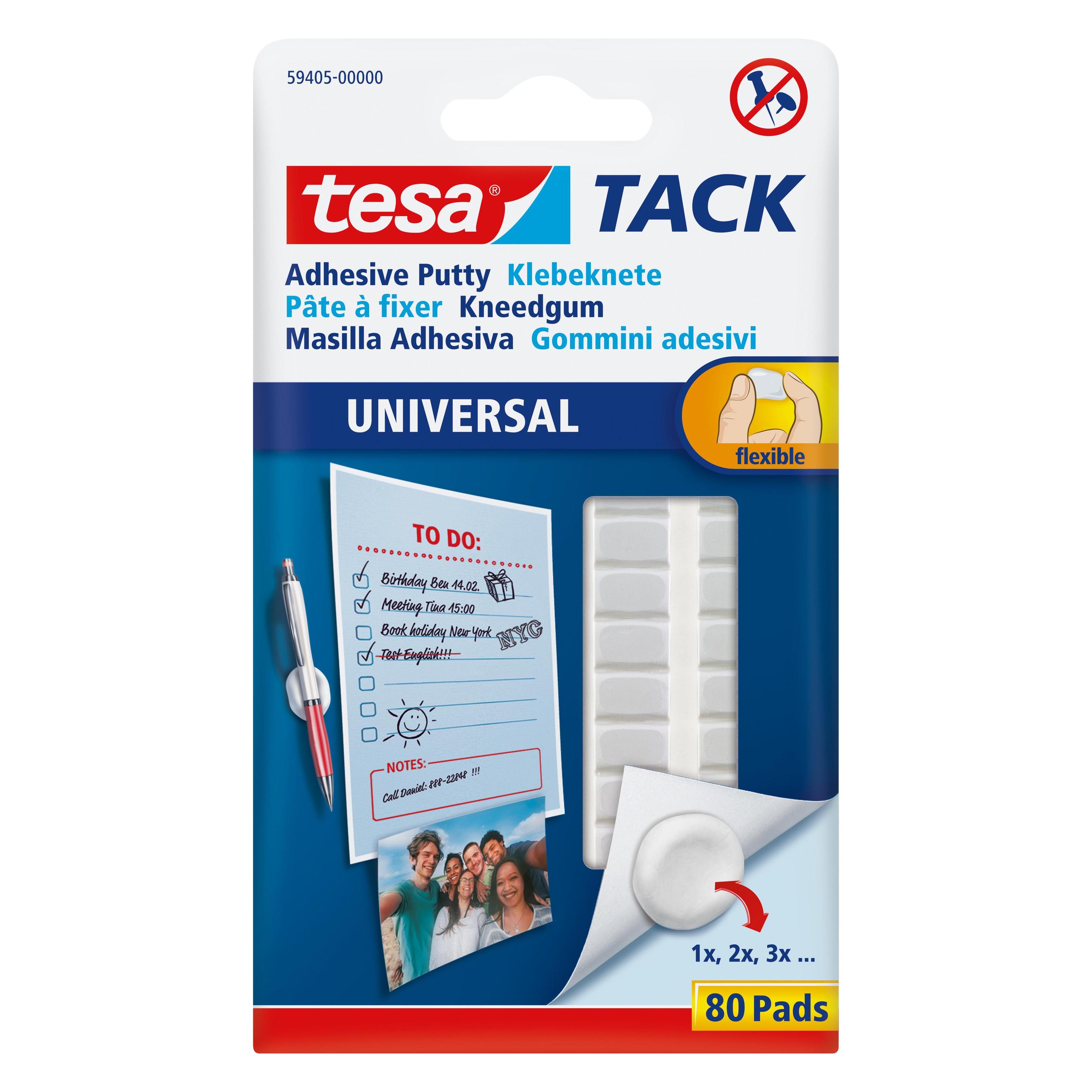 tesa TACK Klebeknete, formbare Klebepads, 80 Stück (59405-00000-00)