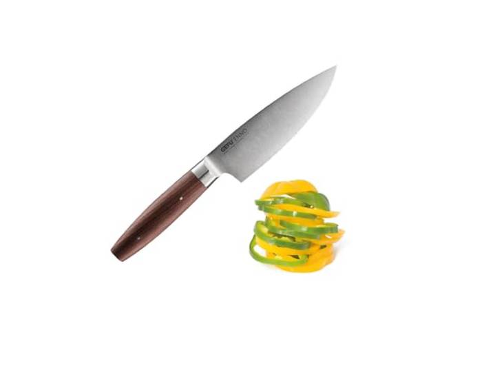 GEFU Kochmesser Enno 15 cm - Solinger Klinge - Allzweckmesser Walnussholz Handgeschliffenes Messer aus Solingen für Fleisch, Fisch und Gemüse - Profi-Küchenmesser Made in Germany - HRC 57 Härte