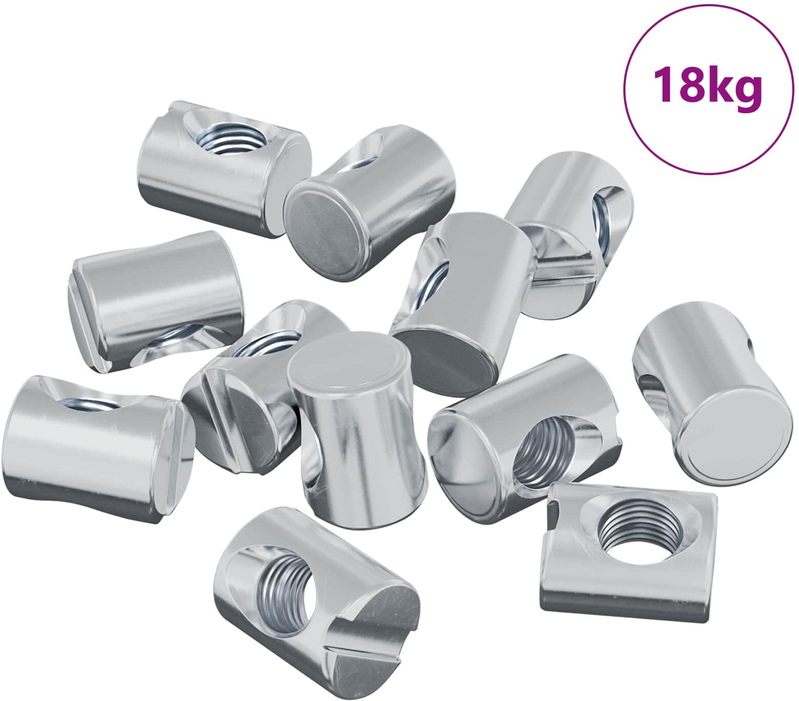 vidaXL Écrous à baril 3462 pièces Argenté M6 x 13 mm métal