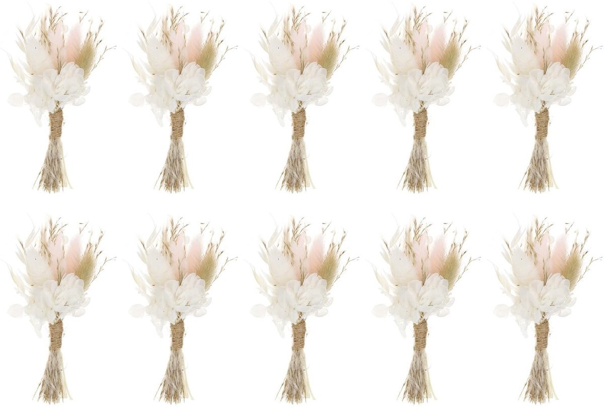 Omgoods Mini Boeket Gedroogde Bloemen 10 Stuks voor Decoratie in Roze