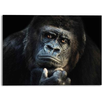 Glasbild REINDERS "Glasbild Gorilla Affe - Kräftig - Nachdenklich", schwarz (farbe bild(er): schwarz), B:70cm H:50cm, Acrylglas, Bilder